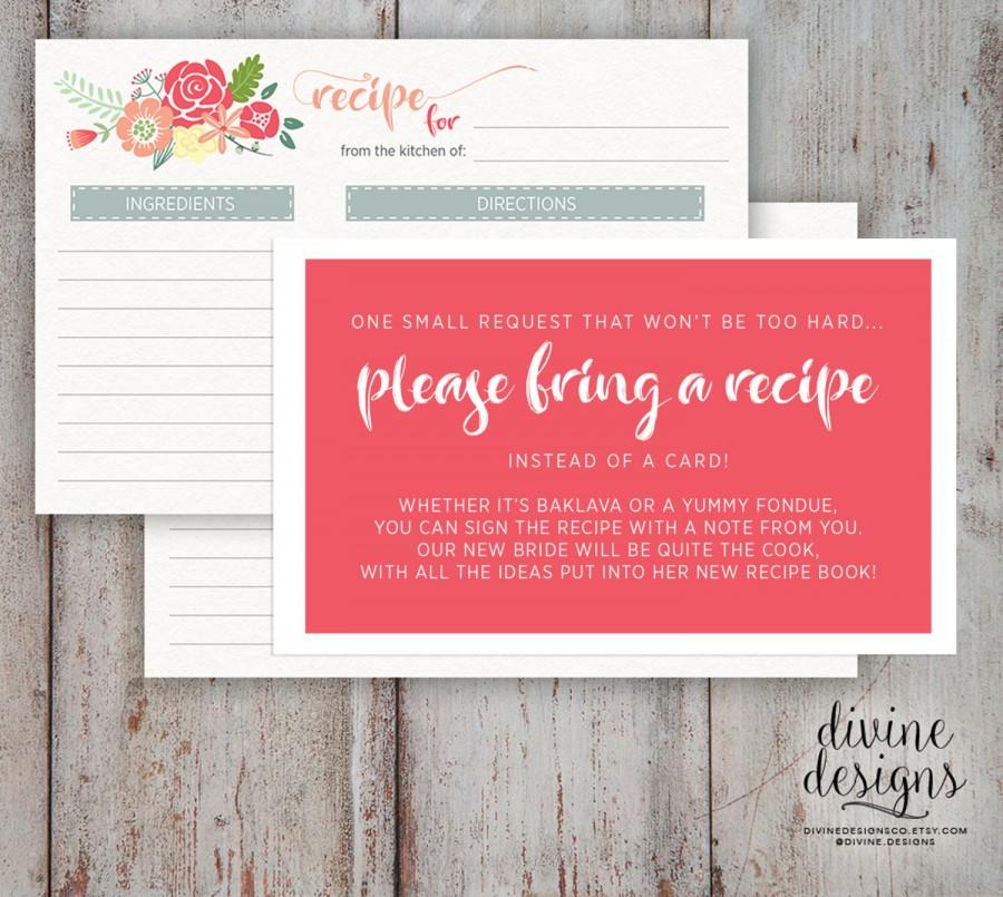 Recipe Card Bridal Shower Please Bring A Recipe Cute Bridal 