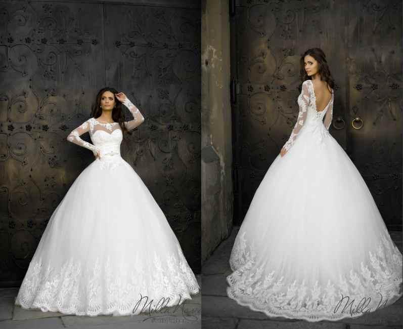 Wedding - Gorgeous 2016 Vestidos De Noiva Ball Gown Wedding Dresses Tulle Long Sleeve Applique Lace Chapel Train Gowns Formal With Satin Sash Online with $112.31/Piece on Hjklp88's Store 