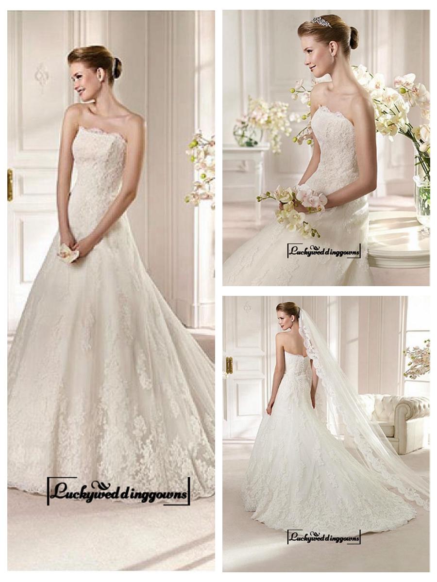 Hochzeit - Alluring Satin&Tulle A-line Bateau Neckline Natural Waistline Wedding Dress