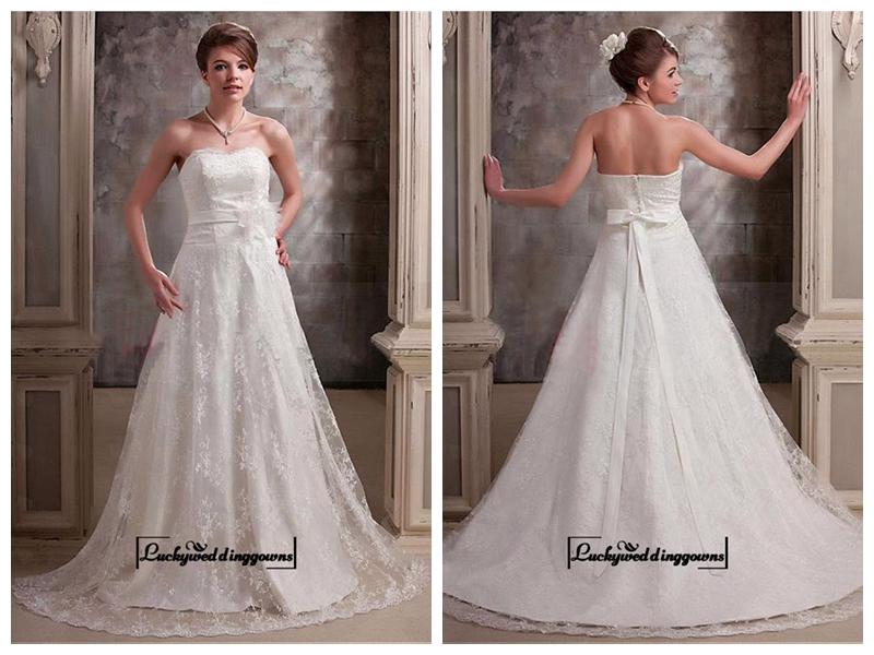 Hochzeit - Alluring Satin&Lace A-line Sweetheart Neckline Natural Waistline Wedding Dress
