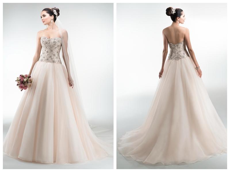 Свадьба - Organza Ball Gown Sweetheart Wedding Dresses with Beaded Bodice