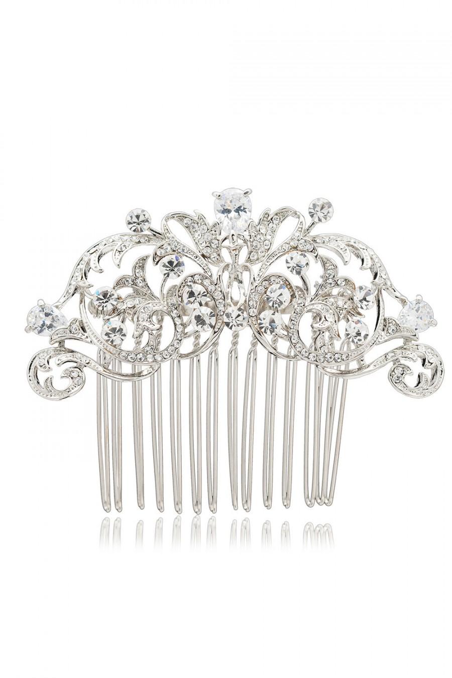 Hochzeit - Flower Hair Comb Wedding Hairpins for Bridal Head Jewelry Accessories with Rhinestone Crystals 2253R