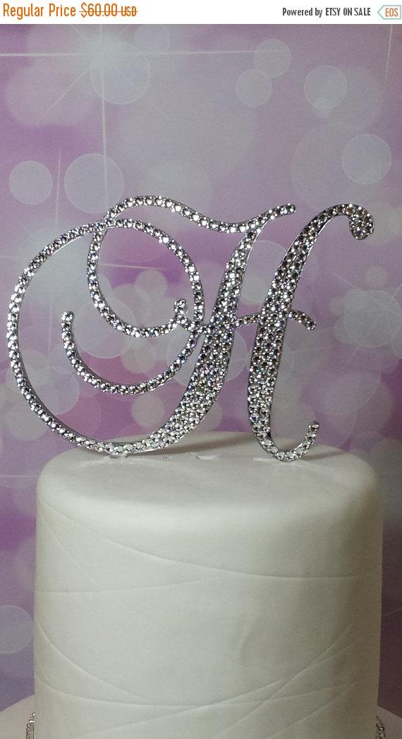 Свадьба - Spring Sale 5 Inch Tall Monogram Wedding Cake Topper - Spectacular Fonts Crystal Swarovski Crystal Rhinestone Monogram Letter Cake Topper AN