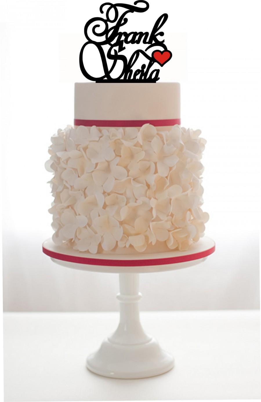 زفاف - wedding cake topper with 2 names and a heart