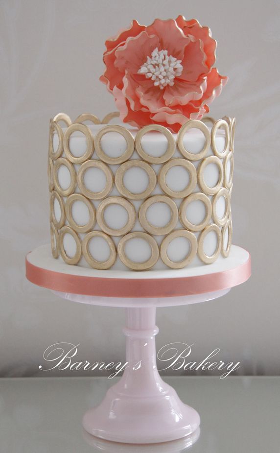 Wedding - Pretty Gold Rings Little Cake 