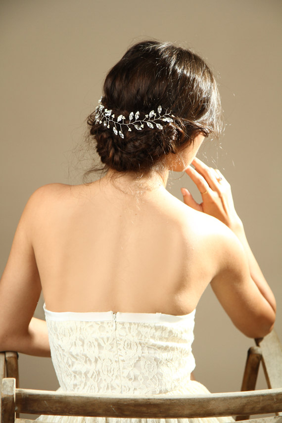 Hochzeit - Bridal Rhinestones hair vine, Wedding hair accessories, sparkle Crystal hair vine,  Bridal Hair Piece, Hair Vine Tiaras