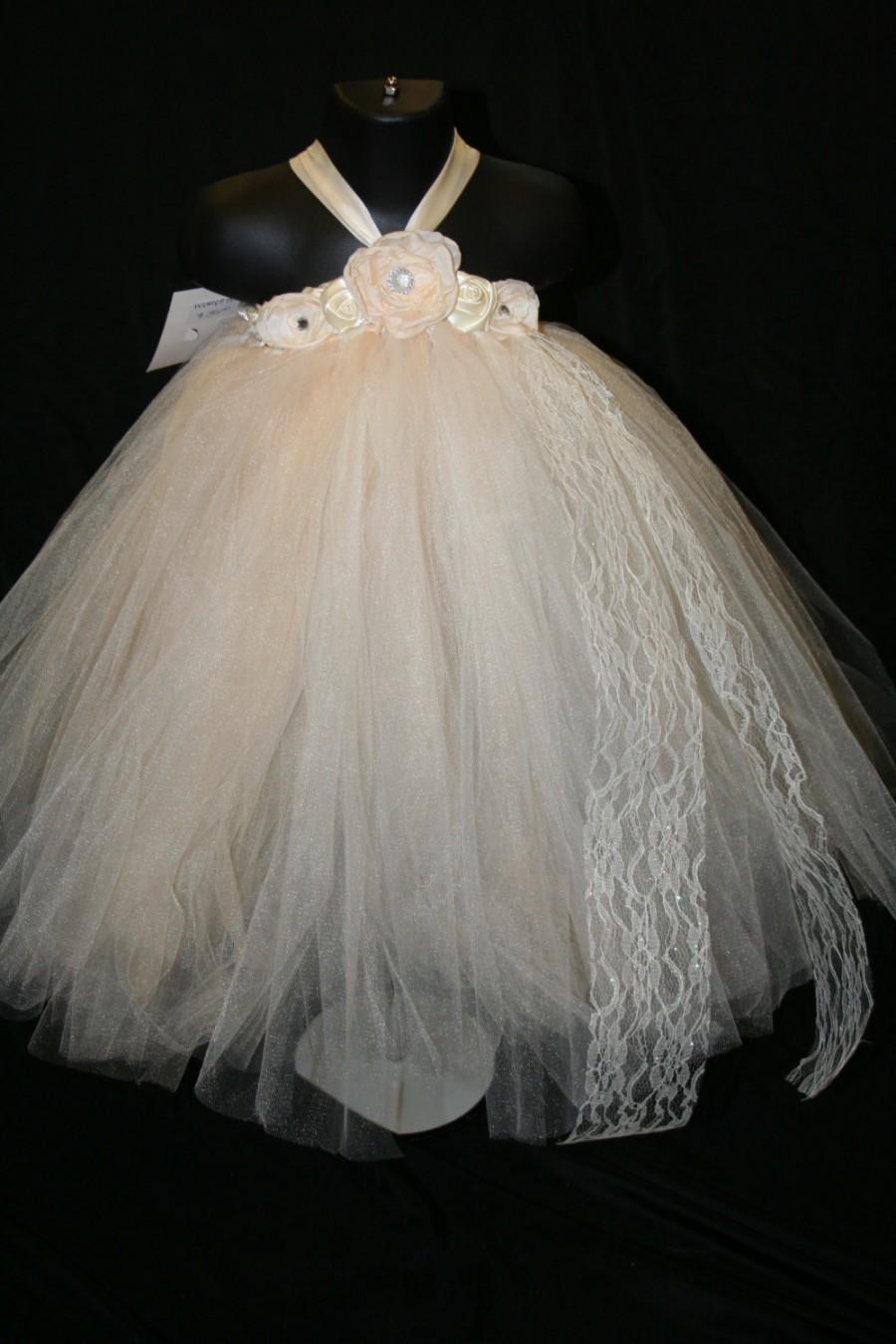 Wedding - Ivory Flower Girl Tutu Dress, Tutu Dress, Flower Girl Tutu Dress, Flower Girl, Beige Tutu Dress, Ivory Tutu Dress