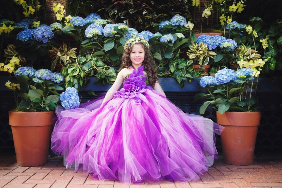 Mariage - Purple Flower Girl Dress