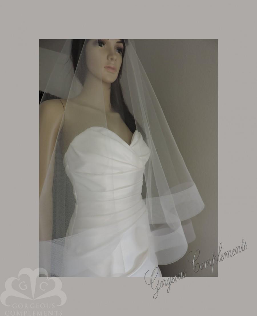 Mariage - 3" Horsehair Trim Wedding Drop Veil Illusion Tulle HH2G, Bridal Veil, Blush, White, Ivory, Champagne, Off White, Light Ivory