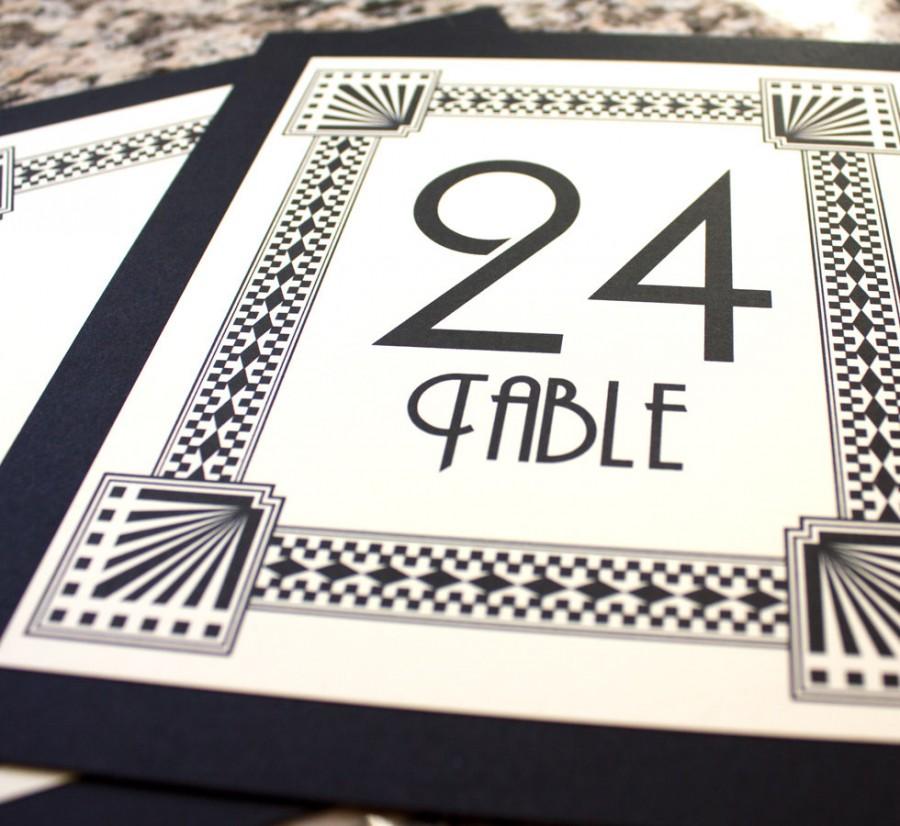 Mariage - Art Deco Table Number Wedding Decor Sign Custom Great Gatsby Roaring Twenties Historical Reception Special Event