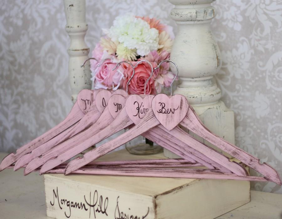 Свадьба - Personalized Wedding Hangers Shabby Chic Bridesmaid Gifts SET OF 4 (item P10497)