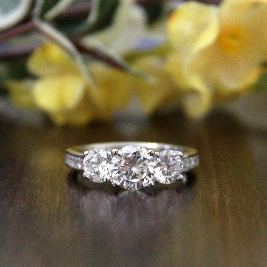 زفاف - 2.0 ct.tw Engagement Ring-Brilliant Cut Diamond Simulants-CZ Ring-Wedding Ring-Bridal Ring-Anniversary Ring-925 Sterling Silver-R86712