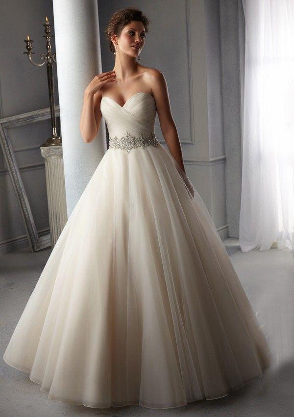 Hochzeit - A Line Perfect Belt Strapless Lace Up Wedding Dress