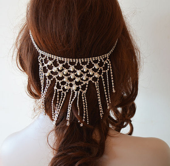Свадьба - Bridal Hair Accessory, Bridal Head Chain, Pearl Hair Jewelry, Bridal Headpiece, Wedding Headpiece, Wedding Headband