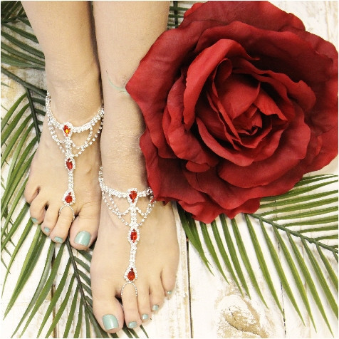 Mariage - Wedding barefoot sandals in red