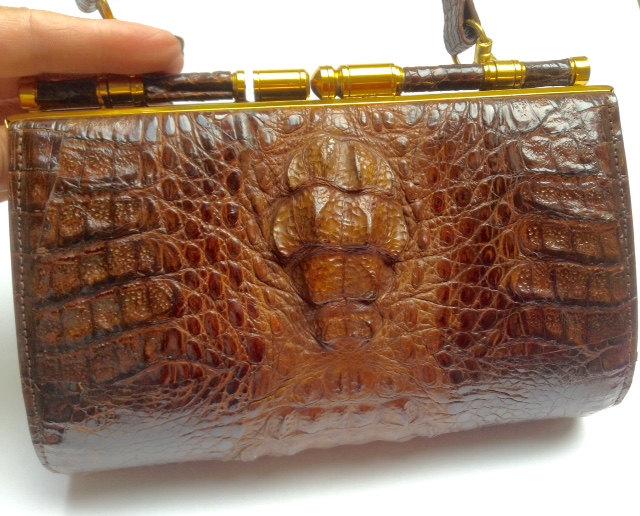 Wedding - Top quality & Beautiful vintage mock crocodile skin bag~ purse~ inside purse~ excellent condition vintage 1950s handbag