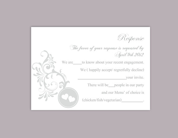 Свадьба - DIY Wedding RSVP Template Editable Word File Instant Download Rsvp Template Printable RSVP Cards Gray Silver Rsvp Card Elegant Rsvp Card