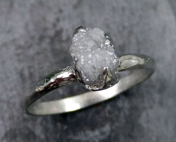 زفاف - Raw Rough UnCut Diamond Engagement Ring Rough Diamond Solitaire 14k white gold Conflict Free Diamond Wedding Promise byAngeline