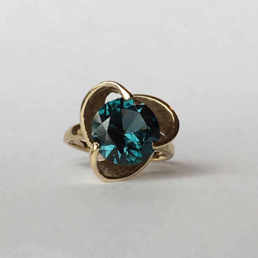 Mariage - Vintage Spinel Ring. 3+ Carats Dark Blue Spinel set in 10K Yellow Gold. Unique Engagement Ring. 65th Anniversary Gift. Estate Jewelry.