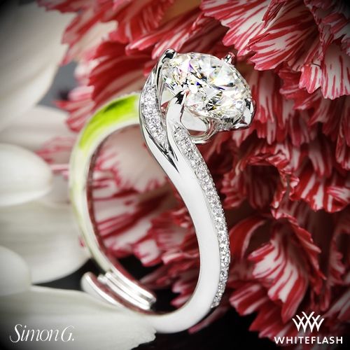 زفاف - 18k White Gold Simon G. MR1939 Fabled Diamond Engagement Ring