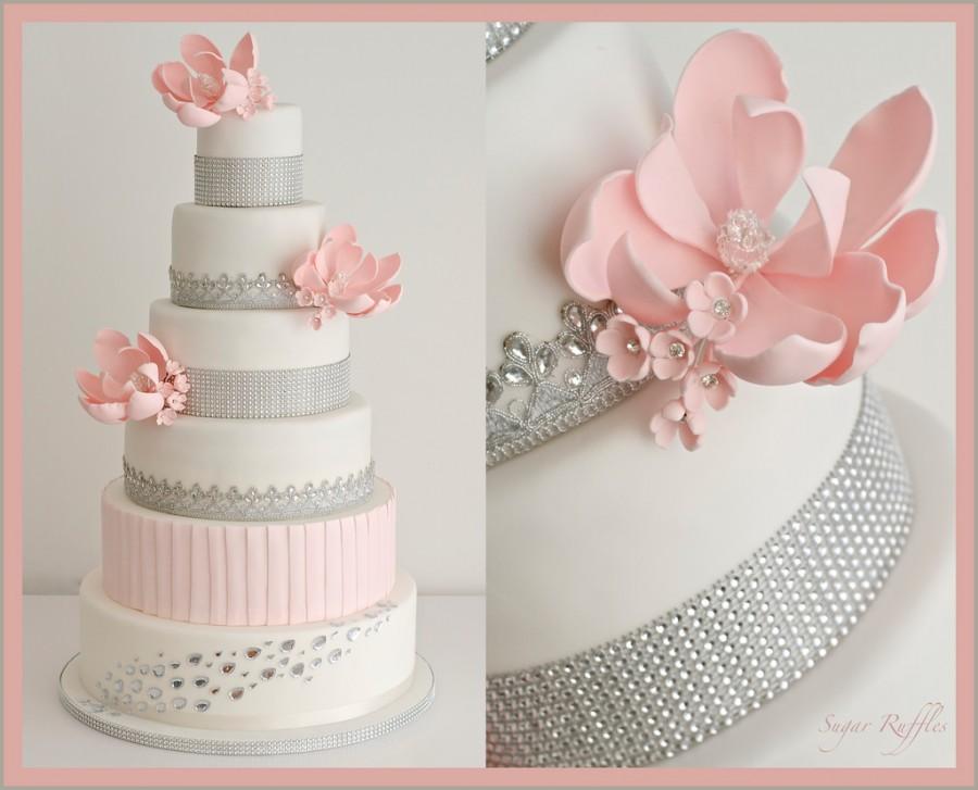 Wedding - Pink Sparkly Wedding Cake