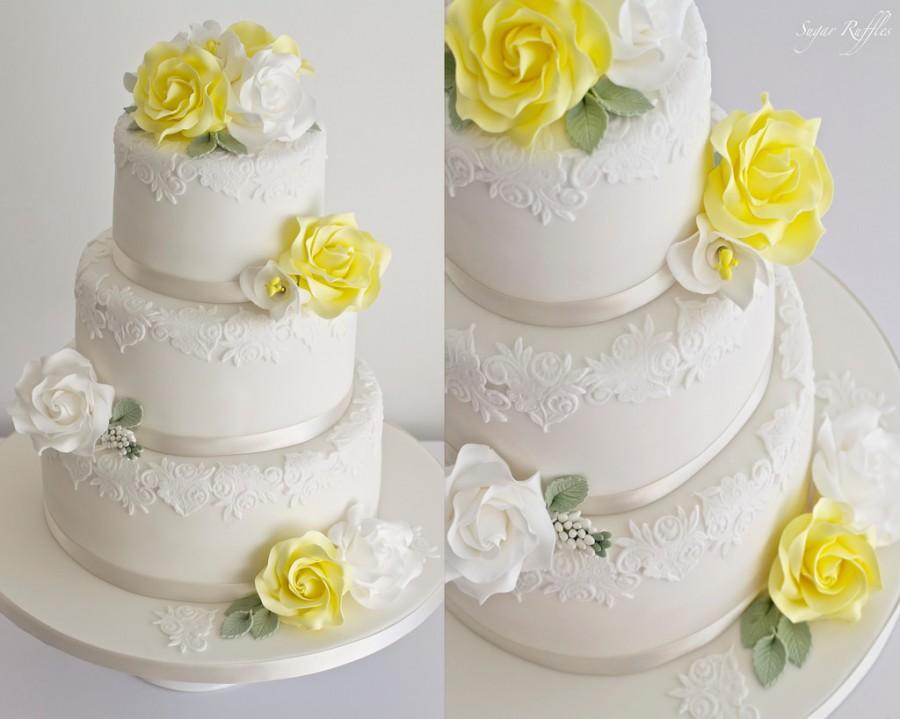 Wedding - Yellow Rose Wedding Cake