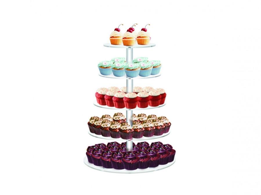 زفاف - 5 Tiers 1/4" Commercial Clear Acrylic cup cake Stand