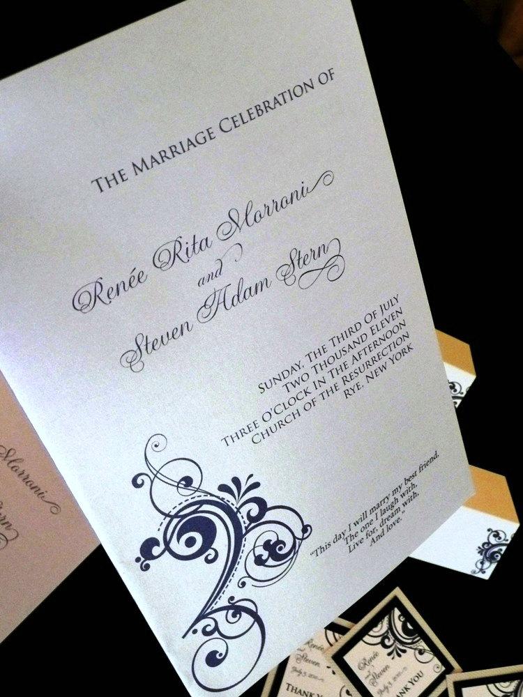 Hochzeit - Custom Wedding Program - Sapphire & Diamonds Program Sample