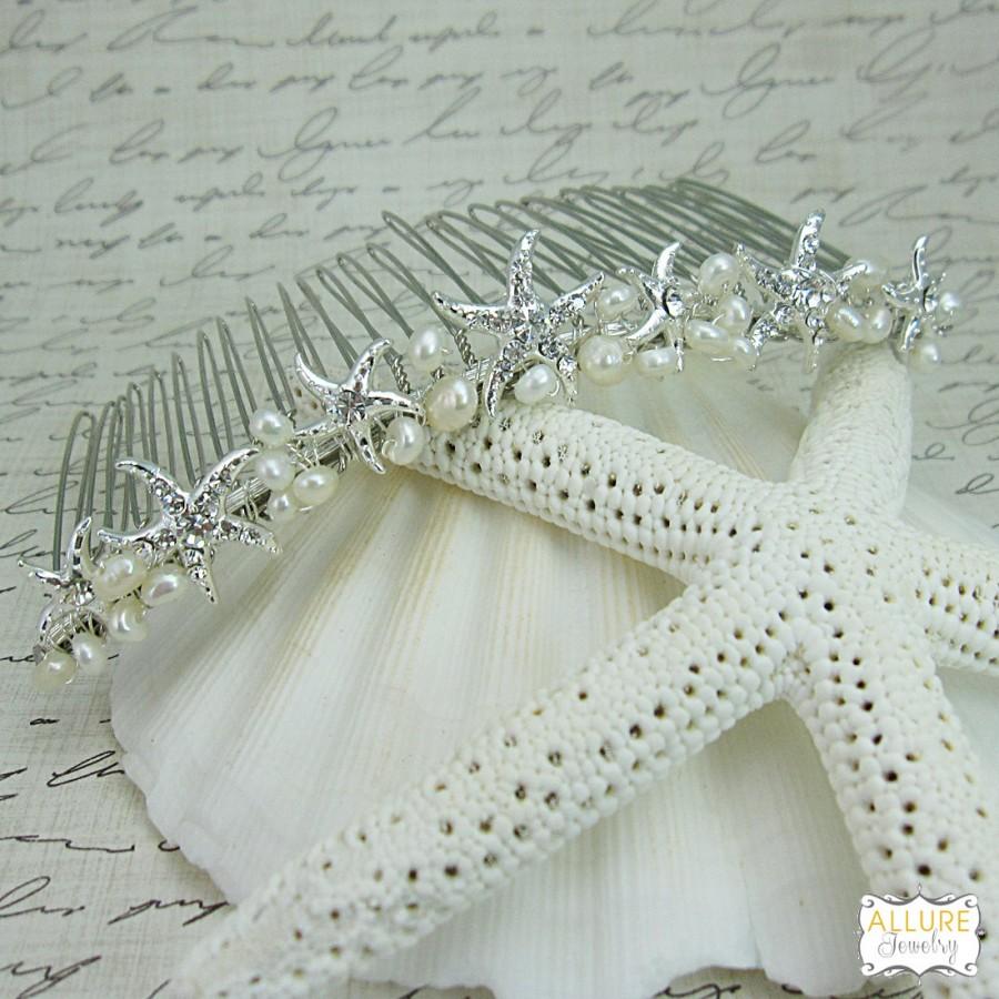 Свадьба - Starfish freshwater pearl bridal hair accessories comb, wedding hair comb, crystal rhinestone hair comb beach wedding headpieces 208875539