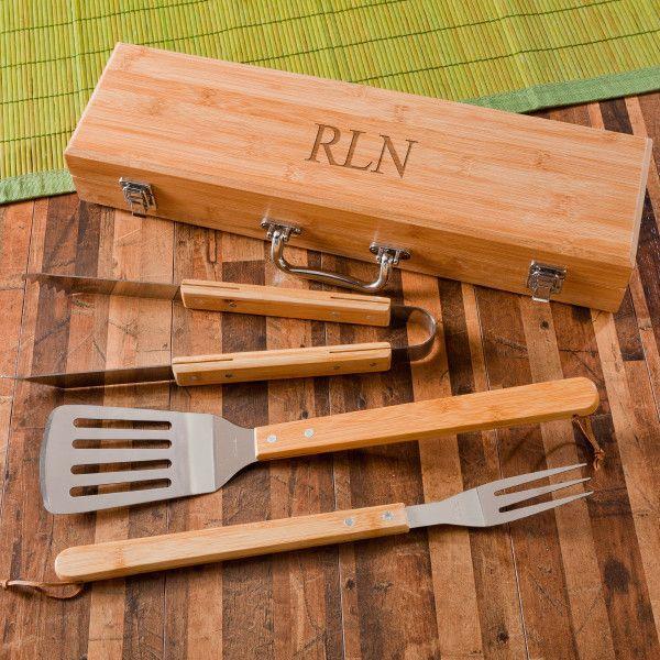 Wedding - BBQ Grilling Set With Personalized Bamboo Case