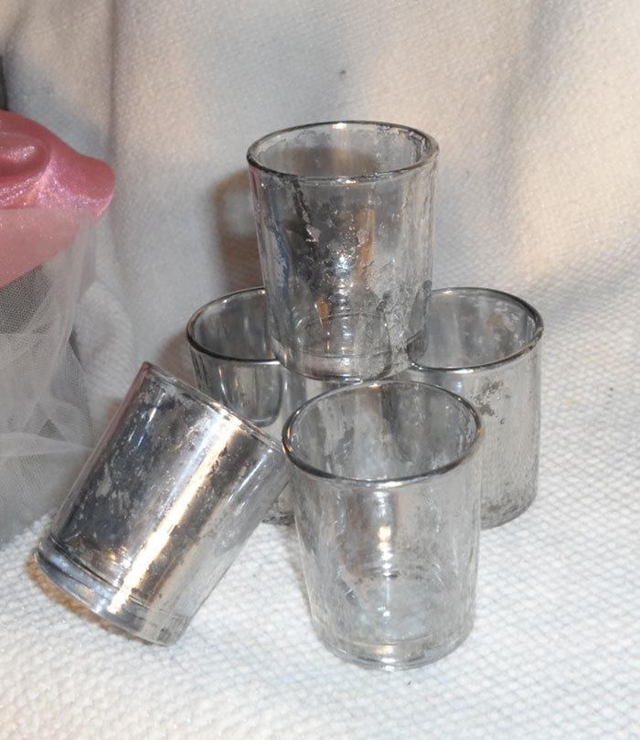 زفاف - Mercury Glass Votive Candle Holder for Weddings and Parties, Silver / Rose Gold / Gold Mercury Style