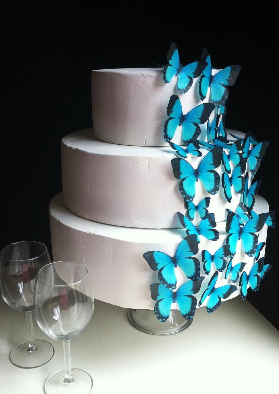 زفاف - Wedding Cake Topper Edible Butterflies - Assorted Turqiouse set of 30 - Cake & Cupcake Toppers - Wedding Decoration