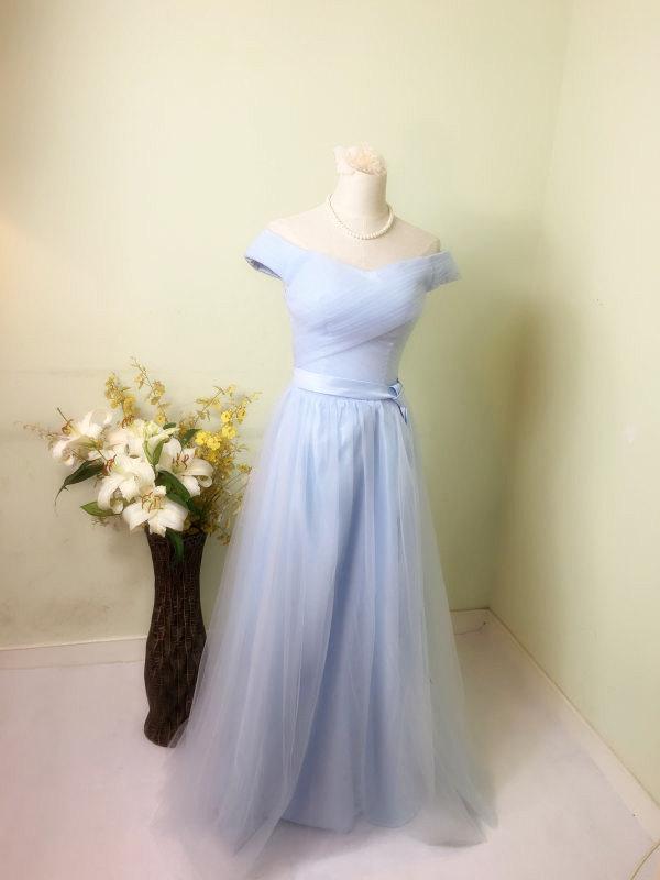 Hochzeit - 2016 NEW bride dress，prom dress,evening dress,bridemaid dress， off shoulder dress ，party dress，formal dress，light blue dress