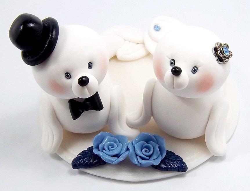 Wedding - Seal Cake Topper, Wedding Cake Topper, Harp Seal Figurine, Wedding Decoration