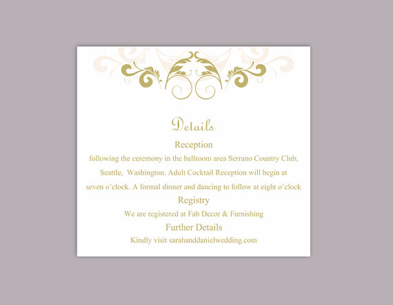 Свадьба - DIY Wedding Details Card Template Editable Word File Instant Download Printable Details Card Green Details Card Elegant Enclosure Cards