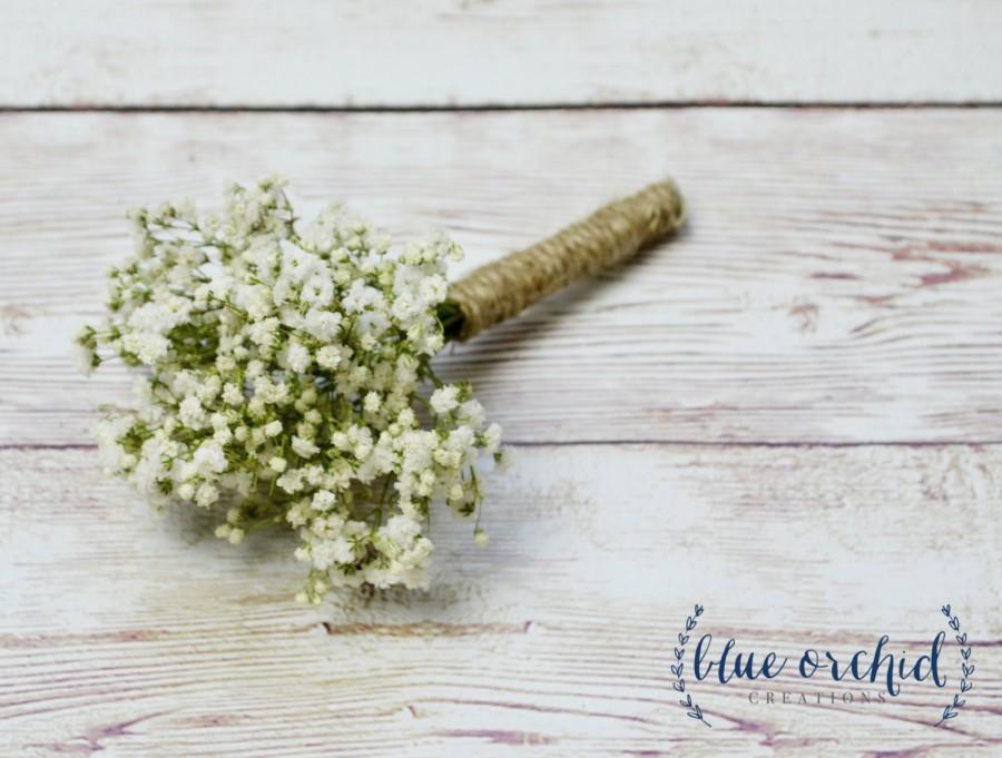 Свадьба - Baby's Breath Boutonniere - Dried Baby's Breath, Rustic Boutonniere, Rustic Button Hole, Baby Breath, Gypsophila, Groom Boutonniere, Bout