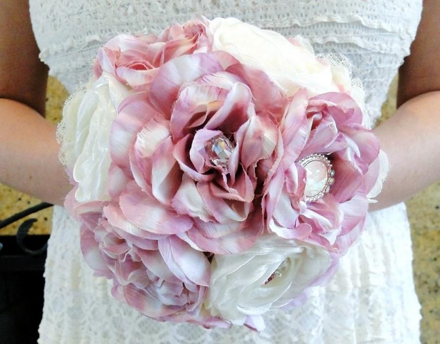 Mariage - Custom Brooch Bouquet Bridal Bouquet Bridesmaid Bouquet Jeweled Bouquet Crystal Wedding Flowers Choose Your Colors Vintage Wedding