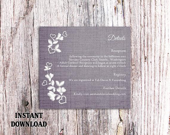 Wedding - DIY Lace Wedding Details Card Template Editable Word File Download Printable Vintage Floral Details Card Blue Rustic Enclosure Card