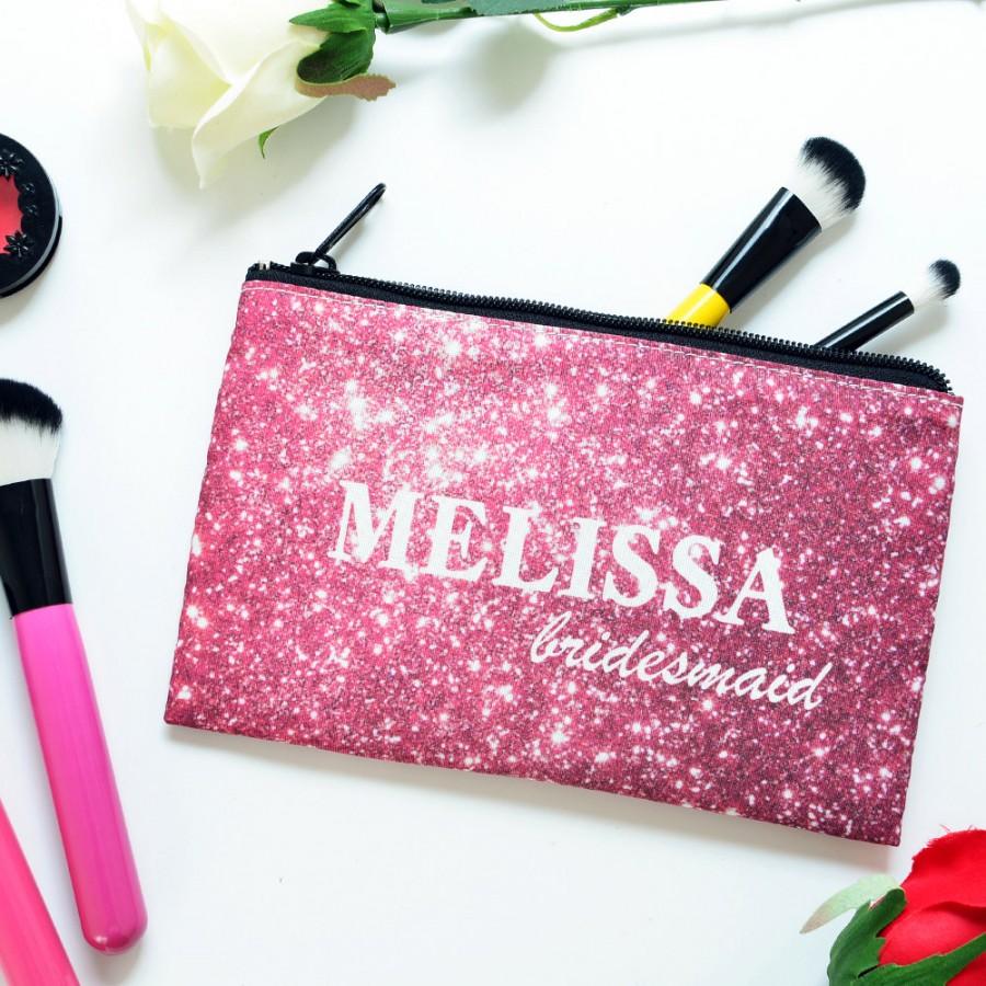Свадьба - personalized bridesmaids gifts, personalized bridesmaids gifts silver, Personalized Cosmetic Bag, Bridal Party Gift