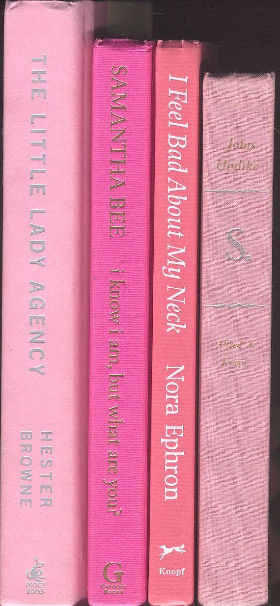 Wedding - Shades Of Pink Books, Set Of 4,  Light Pink, Hot Pink, Coral, And Salmon Decor For Library, Wedding, Office, Photo Prop, Staging