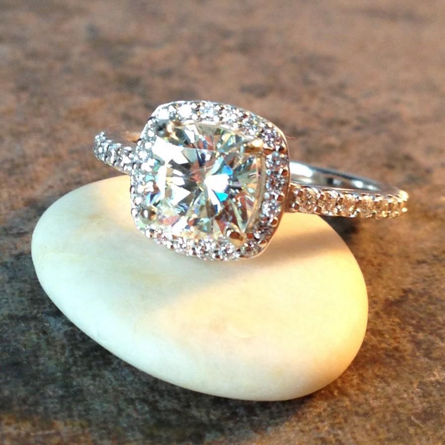Hochzeit - anya ring - forever brilliant moissanite engagement ring, diamond halo ring