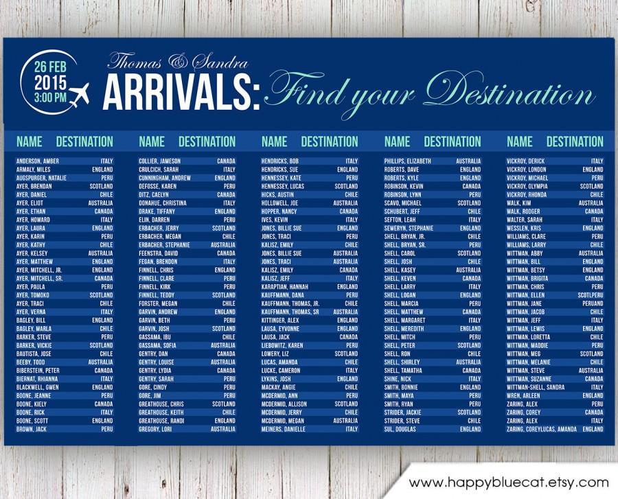 زفاف - Wedding Seating Chart -   RUSH SERVICE - Arrivals Airport Travel Theme Wedding Seating Chart Reception Poster - Digital Printable File HC129