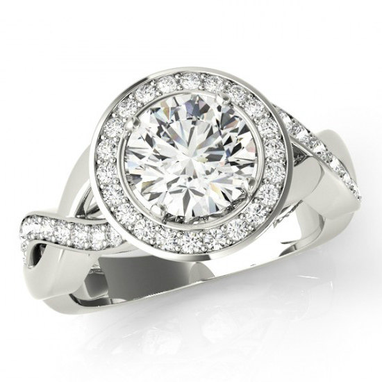 Wedding - 2 carat Forever One Moissanite & Diamond Halo Engagement Ring - 8mm Moissanite - Moissanite Engagement Ring - 14k White Gold