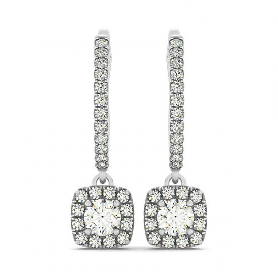 زفاف - Moissanite Earrings - 3 Carat Forever One Moissanite & Diamond Dangle Earrings 14k White Gold - Diamond Earrings, Moissanite Earrings, Anniversary Gifts - Wedding
