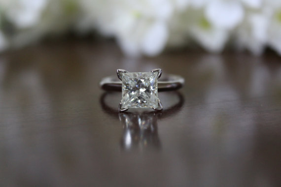 Mariage - Moissanite Princess Cut Ring - Raven Fine Jewelers - Michael Raven - 2.2 Carat Forever Brilliant Moissanite Solitaire Wedding Engagement Ring - 2.2 ct Moissanite Engagement Ring For Women