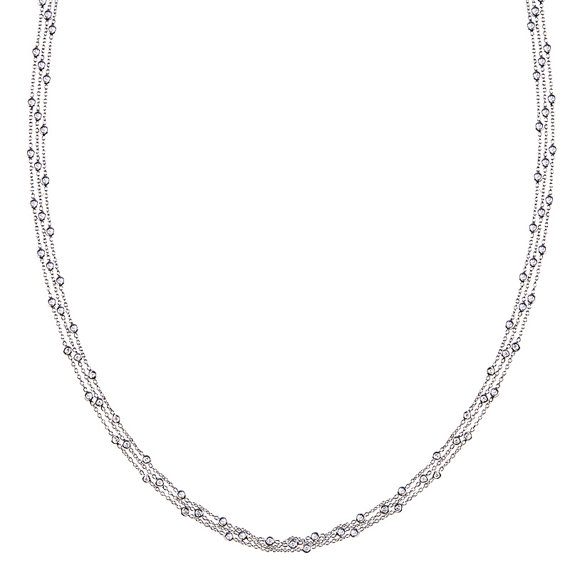 Wedding - 18k White Gold 0.80 Carat Diamond Necklace by Michael Raven & Rick Lara - Three Strand Necklace - Diamond Station Necklace - Cyber Monday - Jewelry - For Women - For Her