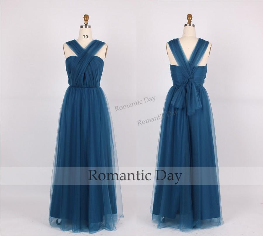 زفاف - 4 in 1  tulle sweetheart A-Line Long prom dress/long tulle dress/Long Bridesmaid Dress/Convertible Simple Dress/Custom Made 0158