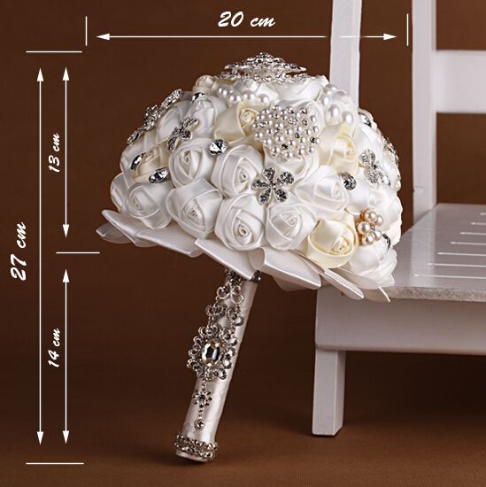 Wedding - Aliexpress.com : Buy Bouquet De Mariage Artificial Wedding Flowers Bridal Bouquets Beaded Crystal Brooch Bouquet Bridesmaid White Ivory Flowers 2016 From Reliable Flower Girl Dresses Infant Suppliers On Top Bridal  