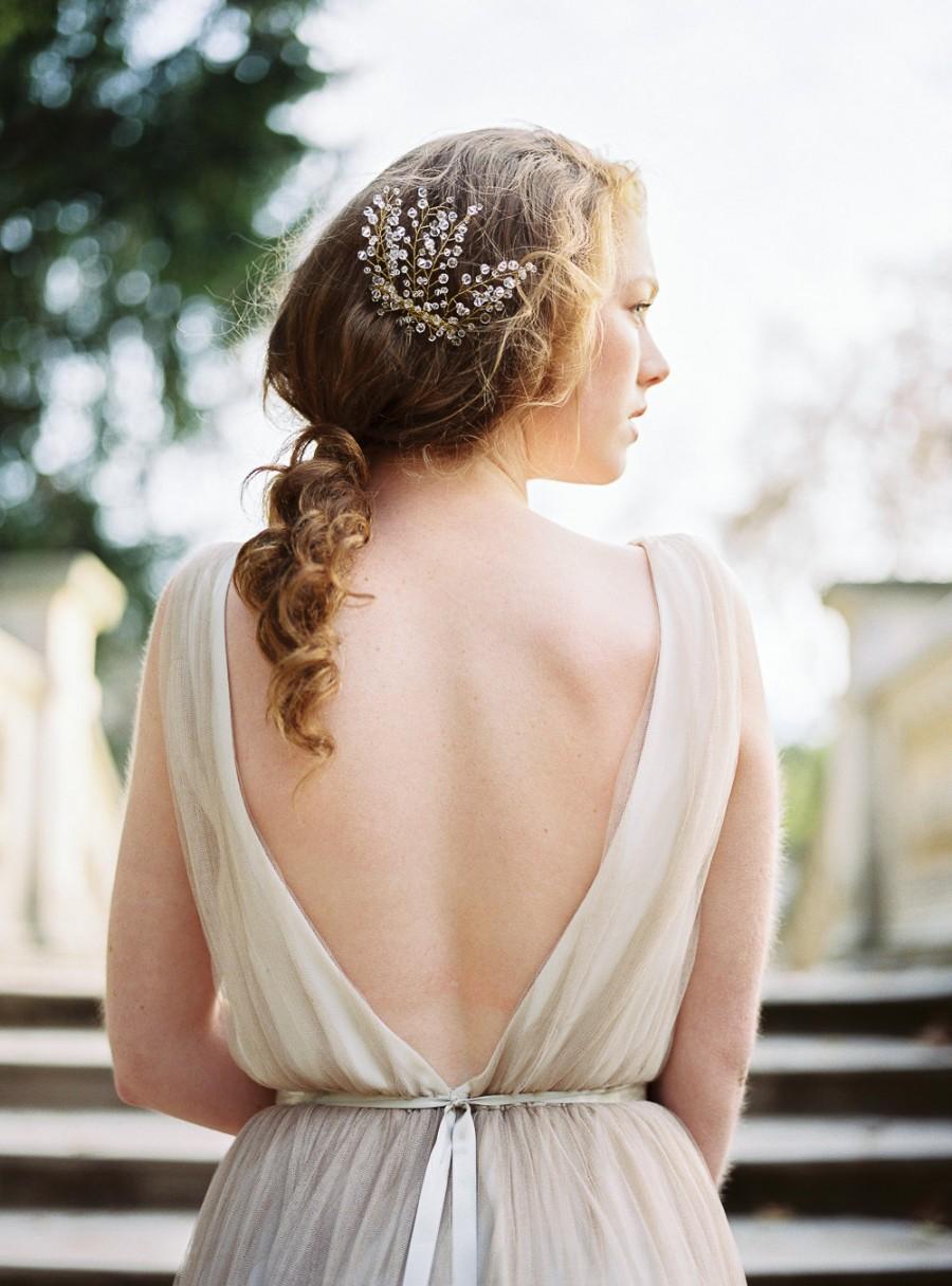 زفاف - Wedding Hair Accessory, Vintage style bridal hair comb with Crystals - Sweet as Honey