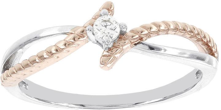 Mariage - MODERN BRIDE Lumastar 1/10 CT. T.W. Diamond Two-Tone Sterling Silver Promise Ring